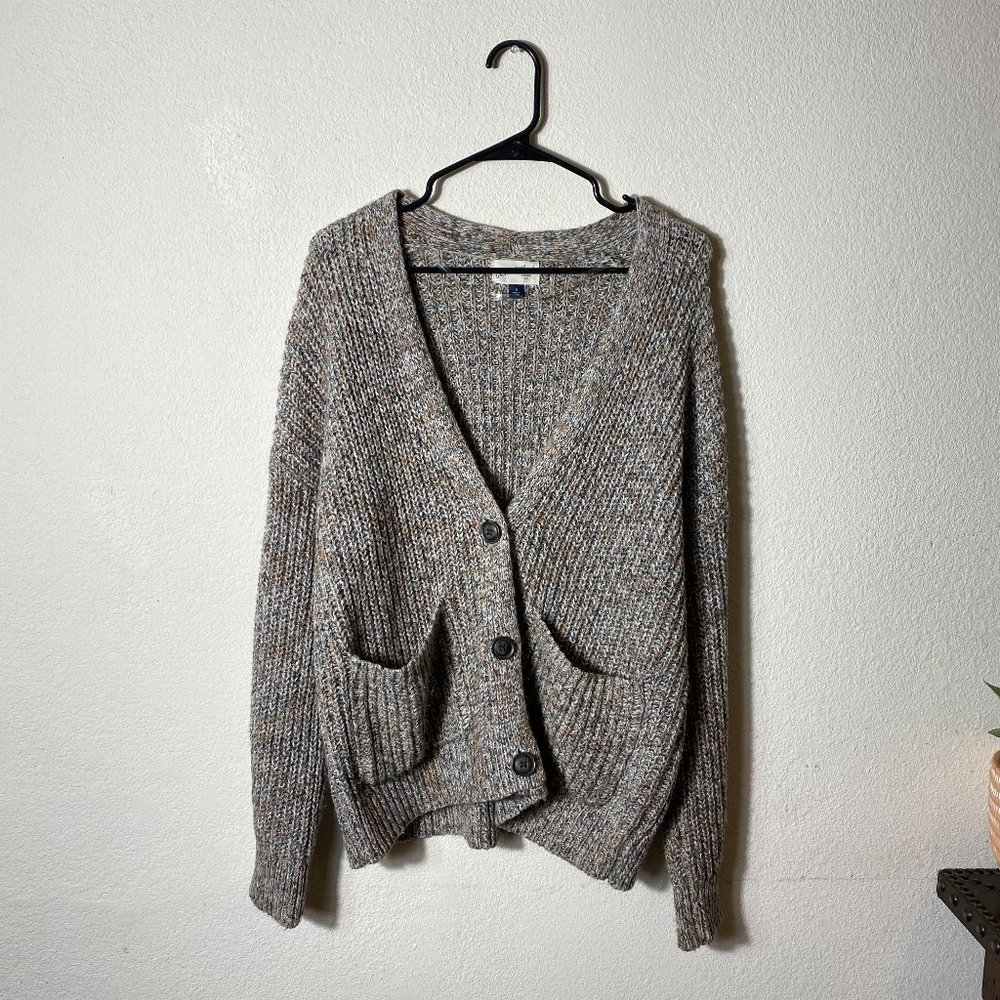 Tan and brown universal thread Grandpa Button up knitted cardigan Size medium